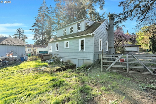 12107 SE Carlton St, Portland, OR 97266 - back of property featuring fence, a shingled roof, a chimney, and a gate