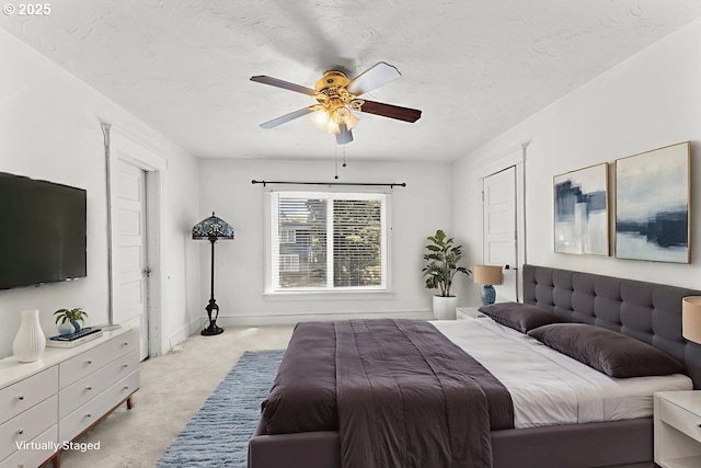 4529 SE 44th Ave, Portland, OR 97206 - bedroom with light colored carpet, a ceiling fan, and a textured ceiling