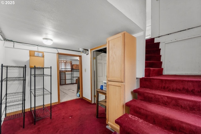 4529 SE 44th Ave, Portland, OR 97206 - below grade area with stairs and dark colored carpet