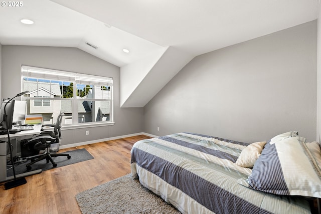 14640 SW Redbud Way, Beaverton, OR 97007 - bedroom with lofted ceiling, wood finished floors, an office area, and recessed lighting