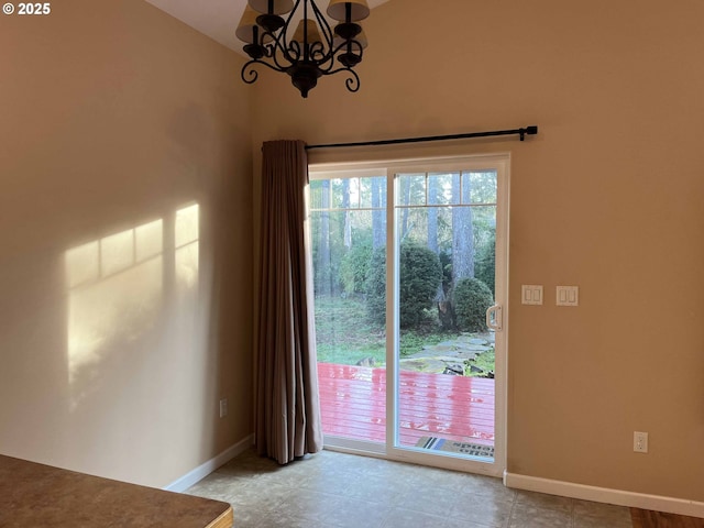 interior space with an inviting chandelier