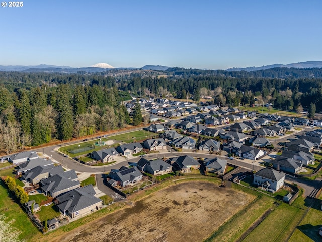 drone / aerial view with a mountain view