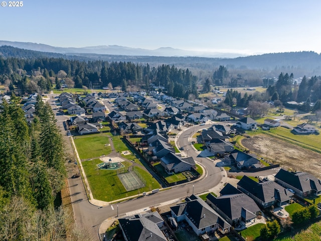 aerial view featuring a mountain view