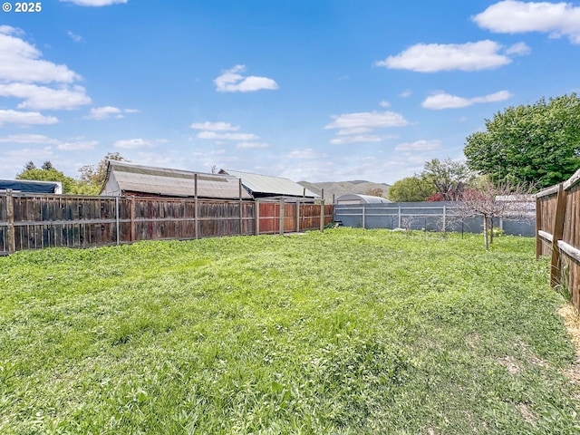 view of yard with a fenced backyard