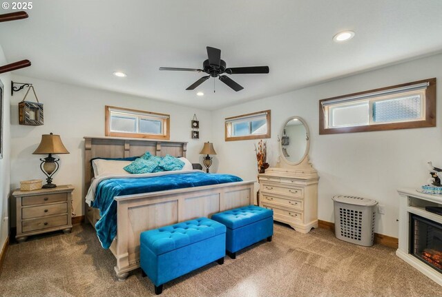 7655 Elliott St, Bay City, OR 97107 - carpeted bedroom featuring baseboards, a ceiling fan, and recessed lighting
