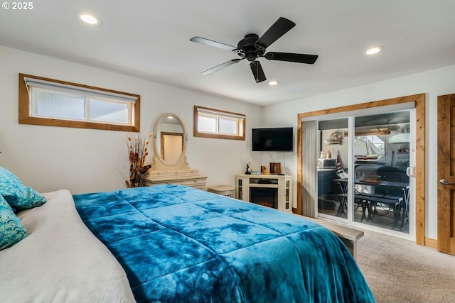 7655 Elliott St, Bay City, OR 97107 - carpeted bedroom with recessed lighting and a ceiling fan