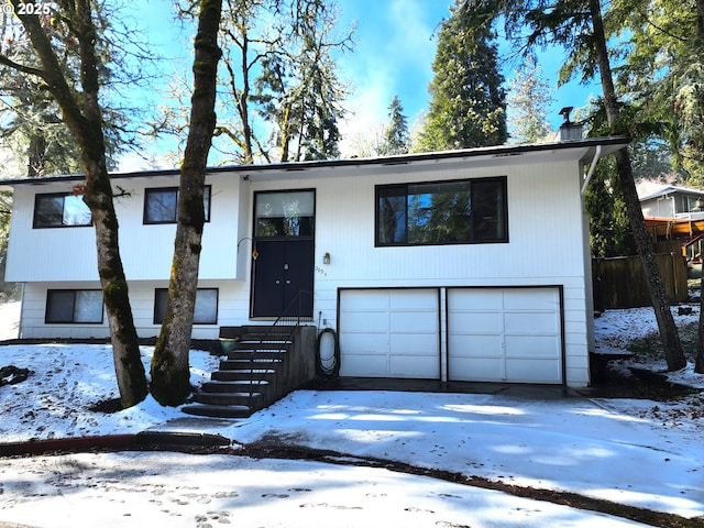 raised ranch with a garage