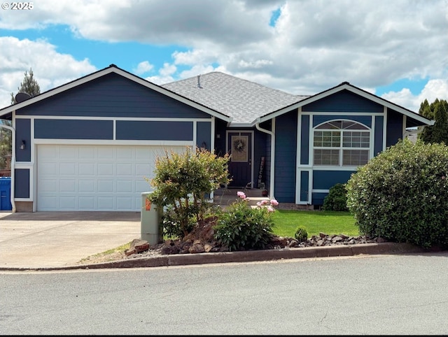 224 Summerwood St, Roseburg, OR 97471 - single story home featuring concrete driveway, a garage, a front yard, and a shingled roof