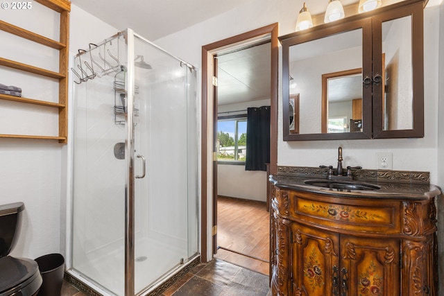 1175 Northside Rd, Sutherlin, OR 97479 - bathroom with a stall shower, vanity, and toilet