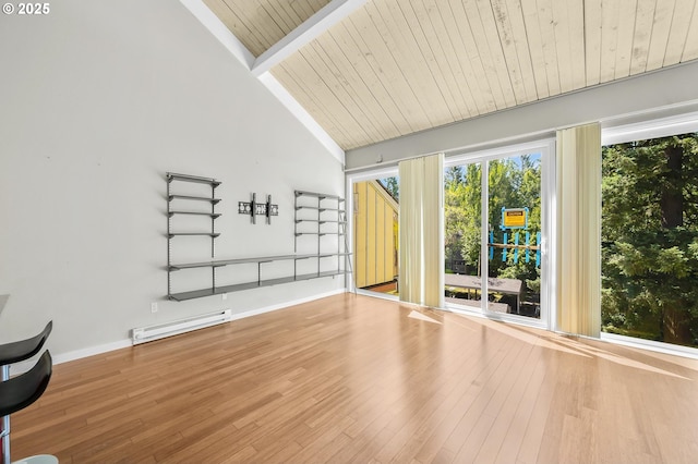 4 Touchstone # 138, Lake Oswego, OR 97035 - empty room with baseboard heating, wood finished floors, wood ceiling, and baseboards