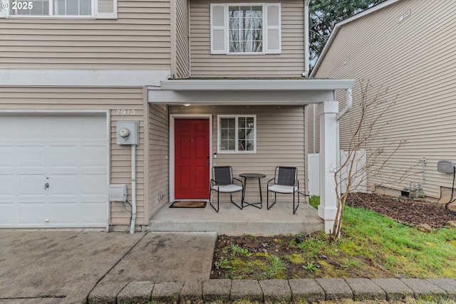 property entrance featuring a garage