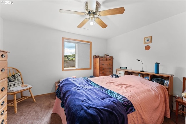 1021 Starlight St, The Dalles, OR 97058 - bedroom with carpet flooring, a ceiling fan, and baseboards
