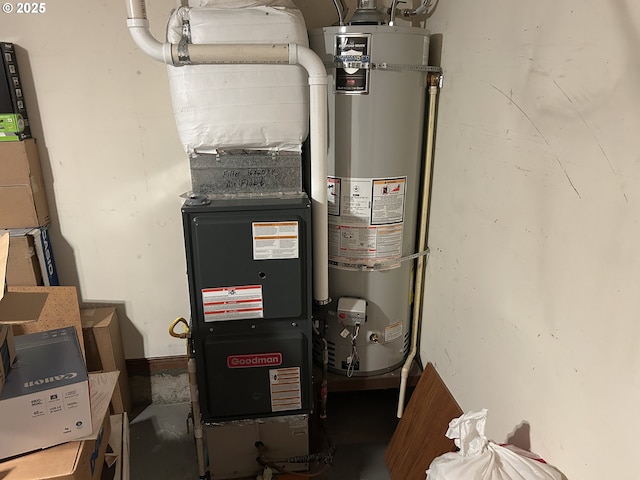 utility room featuring water heater