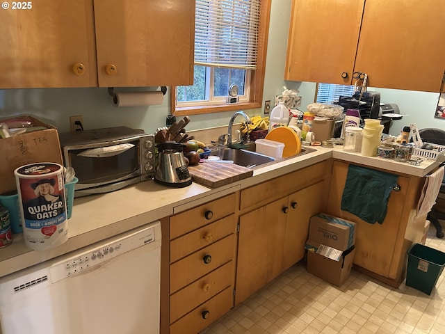 kitchen with sink and white dishwasher