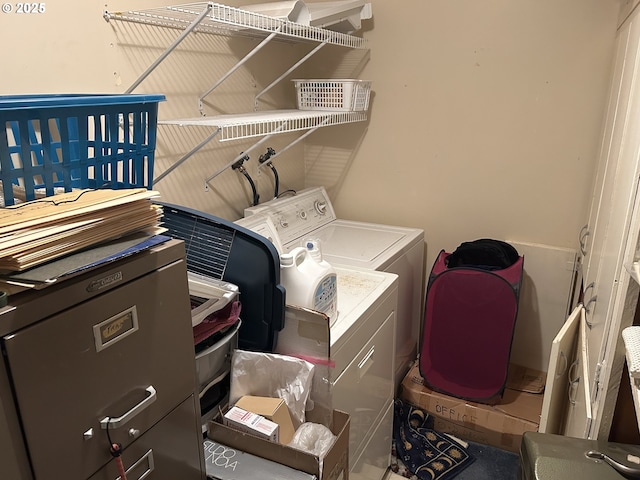 laundry room with independent washer and dryer