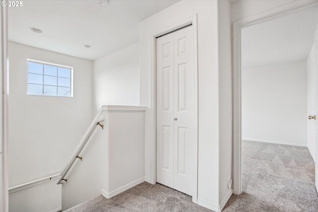 stairs featuring carpet