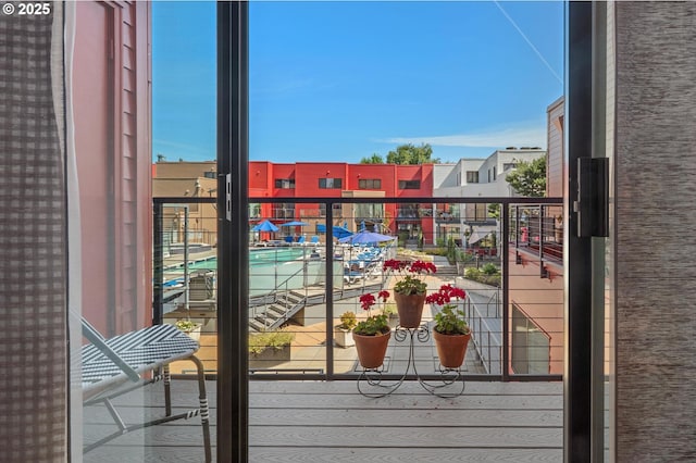 1040 NW Naito Pkwy Unit O-10, Portland, OR 97209 - balcony featuring view of pool area