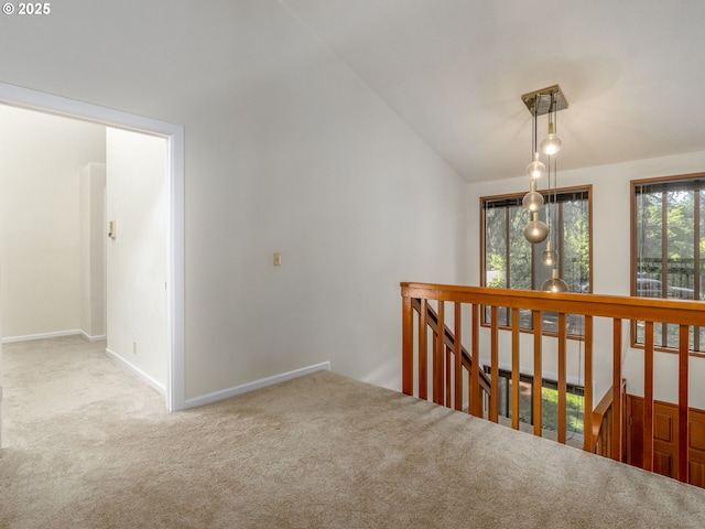7785 SW W Slope Dr, Portland, OR 97225 - hall with an upstairs landing, carpet, and lofted ceiling