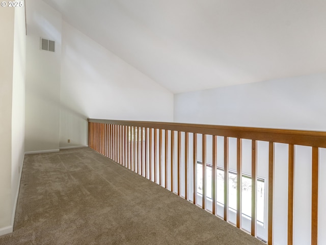7785 SW W Slope Dr, Portland, OR 97225 - hallway featuring lofted ceiling and carpet floors