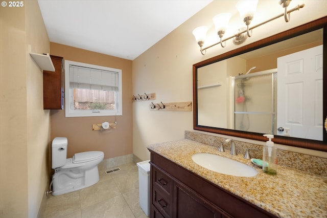 7080 SW Taylors Ferry Rd, Portland, OR 97223 - full bath featuring baseboards, vanity, toilet, a stall shower, and tile patterned flooring