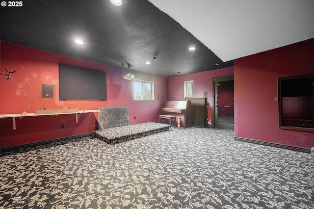 7080 SW Taylors Ferry Rd, Portland, OR 97223 - cinema room with recessed lighting, carpet floors, and baseboards