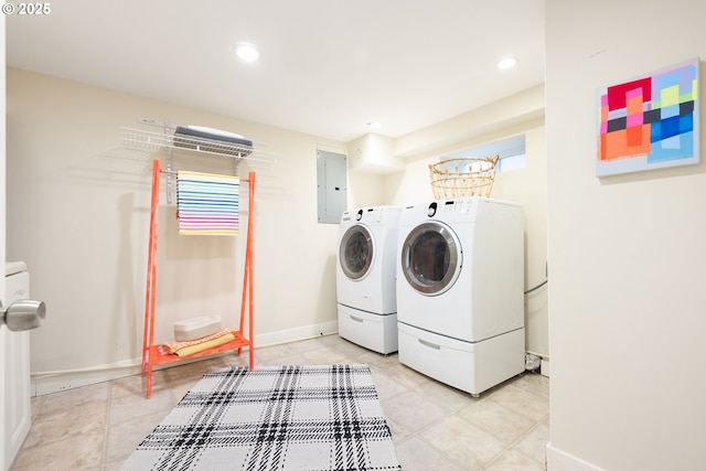 2904 NE 51st Ave, Portland, OR 97213 - washroom with separate washer and dryer, electric panel, baseboards, recessed lighting, and healthy amount of natural light