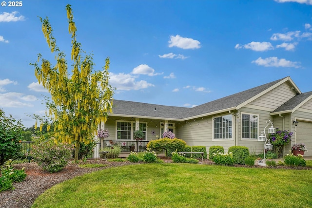 2356 Benjamin Ave, Salem, OR 97304 - ranch-style house featuring a garage, a front yard, and covered porch