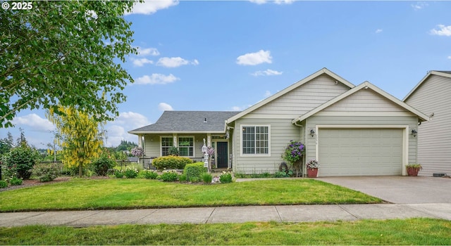 2356 Benjamin Ave, Salem, OR 97304 - ranch-style home with a garage, driveway, a front lawn, and a shingled roof