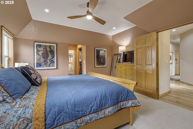 610 NE Sundance Ct, Hillsboro, OR 97124 - bedroom with a ceiling fan, recessed lighting, and light colored carpet