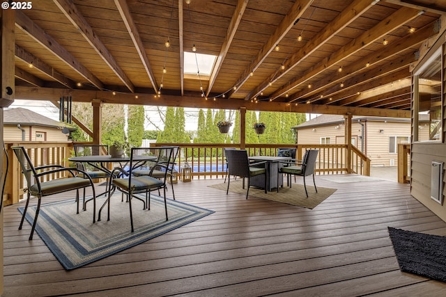 610 NE Sundance Ct, Hillsboro, OR 97124 - wooden terrace featuring outdoor dining area