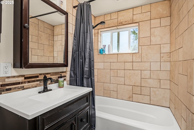 32475 Beymer Rd, Eugene, OR 97405 - bathroom featuring shower / tub combo with curtain and vanity