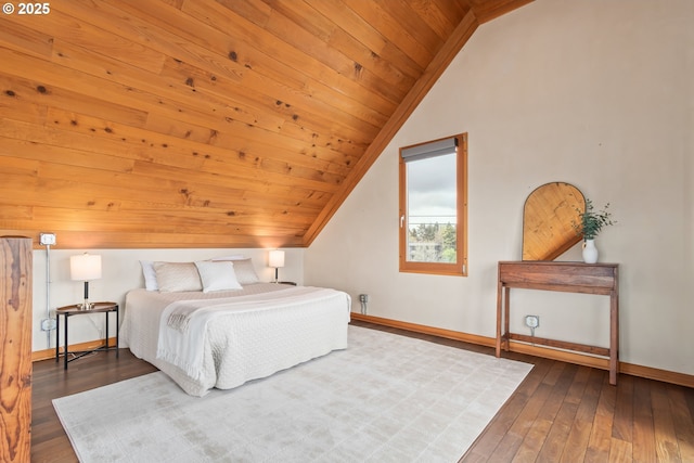321 Mill St Unit 4, Eugene, OR 97401 - bedroom with wood ceiling, wood finished floors, baseboards, and vaulted ceiling