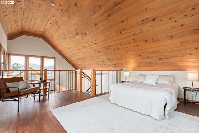 321 Mill St Unit 4, Eugene, OR 97401 - bedroom with wood ceiling, hardwood / wood-style flooring, and lofted ceiling