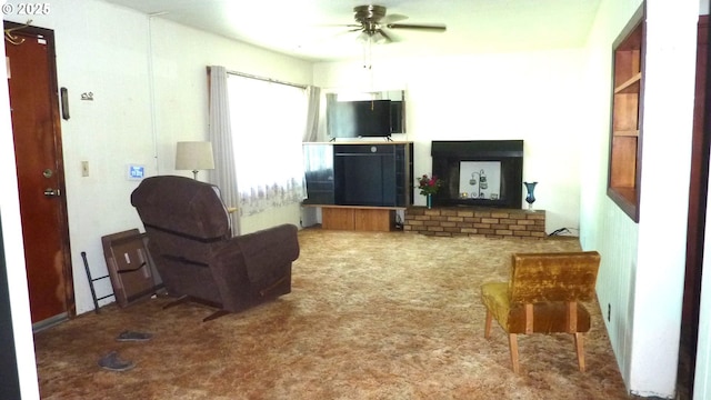 610 Bluff Rd, Klickitat, WA 98628 - living room with carpet floors and ceiling fan