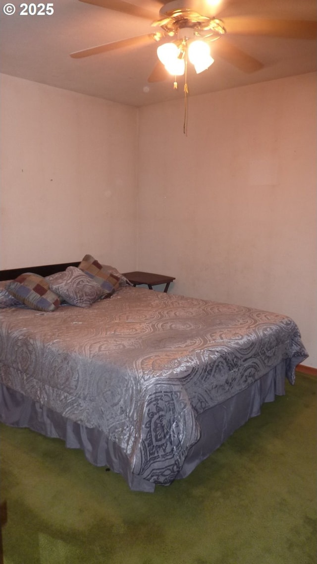 610 Bluff Rd, Klickitat, WA 98628 - carpeted bedroom featuring a ceiling fan