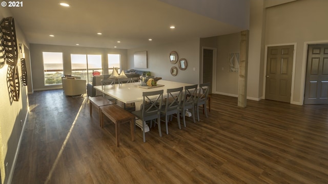7304 SW Pacific Coast Hwy, Waldport, OR 97394 - dining room with dark wood-style floors and recessed lighting