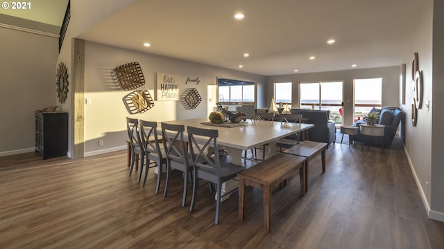 7304 SW Pacific Coast Hwy, Waldport, OR 97394 - dining room with recessed lighting and dark wood-type flooring