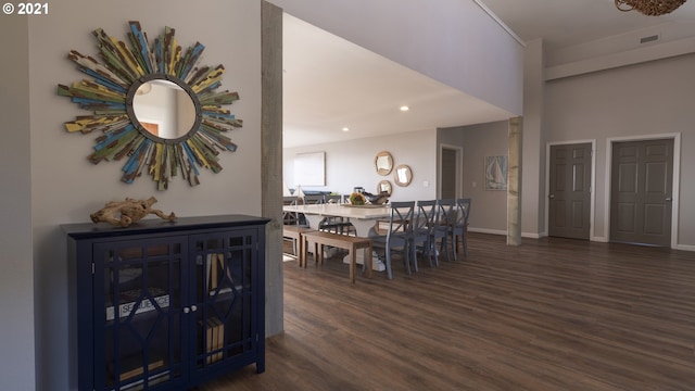7304 SW Pacific Coast Hwy, Waldport, OR 97394 - dining room featuring dark wood-style floors and recessed lighting
