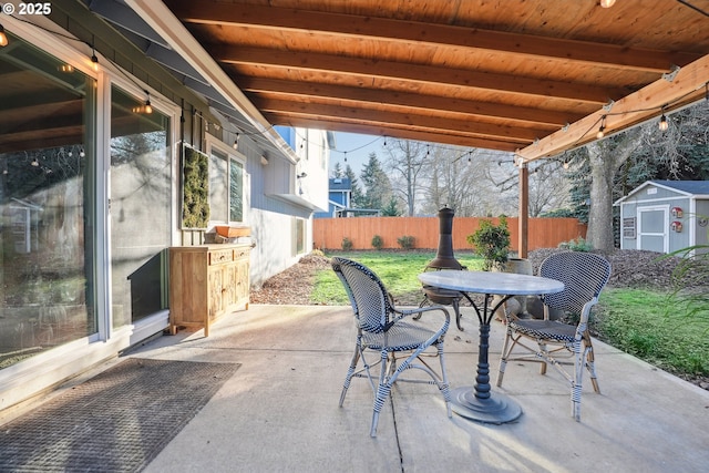 view of patio / terrace featuring an outdoor structure