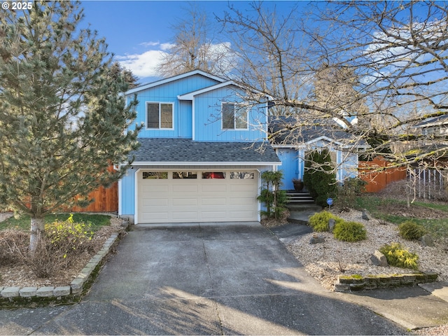 front of property featuring a garage