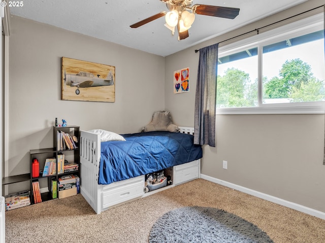 426 NE Hill St, Sheridan, OR 97378 - bedroom featuring carpet flooring, baseboards, and a ceiling fan