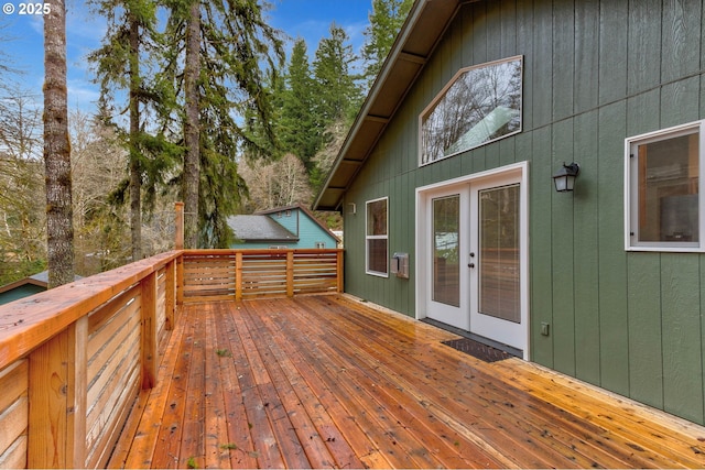 wooden deck with french doors