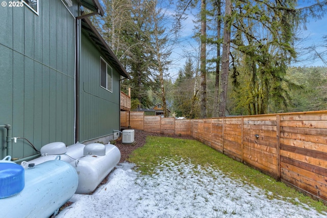 view of yard with a fenced backyard