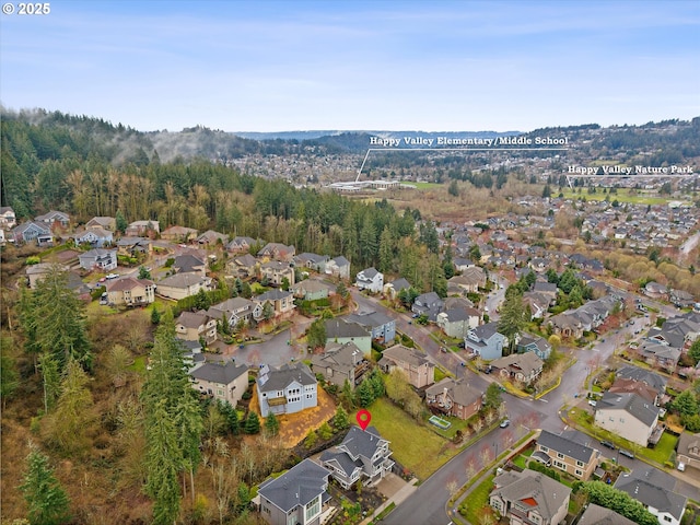 aerial view with a residential view