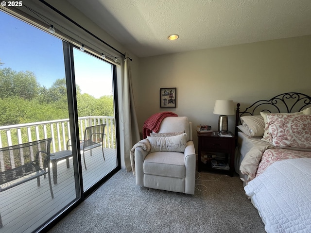 2145 Rock Ledge Dr, Keizer, OR 97303 - bedroom featuring access to outside, carpet flooring, and a textured ceiling