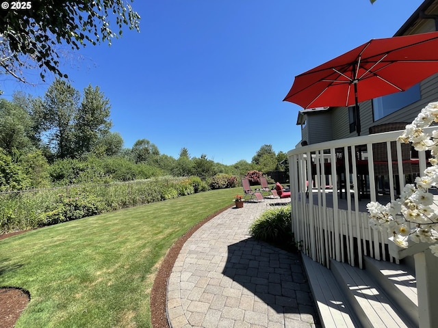 2145 Rock Ledge Dr, Keizer, OR 97303 - view of grassy yard featuring a patio area and a deck