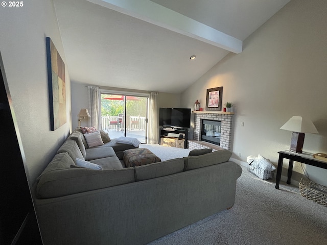 2145 Rock Ledge Dr, Keizer, OR 97303 - living area featuring carpet flooring and a brick fireplace