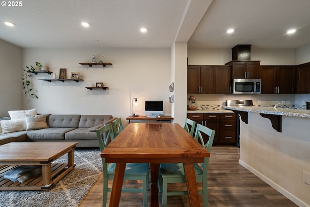 interior space with dark hardwood / wood-style floors