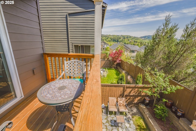 wooden deck featuring a fenced backyard