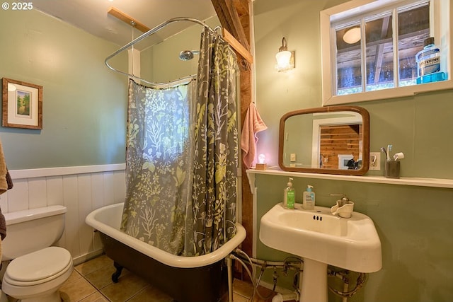 83863 Ollokot Ln, Joseph, OR 97846 - full bathroom with a wainscoted wall, tile patterned floors, and toilet